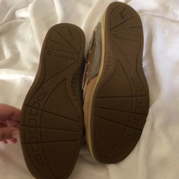 Sperry Top-sider boat shoes preppy size 9.5 women’s tan pink green - Picture 9 of 10